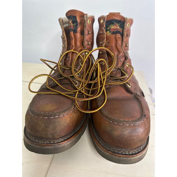 Thorogood USA Made Moc Toe Work Boots Brown Leather 10.5 Distressed Wear - Picture 1 of 8